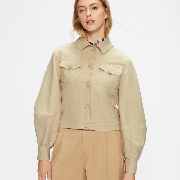 Ted Baker Light Brown Sofea Cropped Jacket with Balloon Sleeves, Size L - Picture 3 of 16